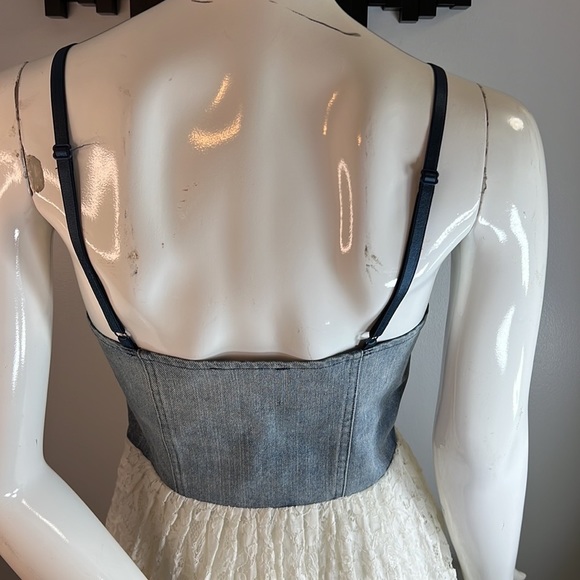 URBAN Outfitters Jean Corset Dress with Lace Skirt Size Medium Motel Rocks - Picture 8 of 14